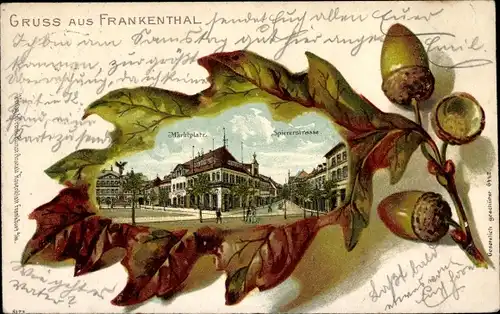 Eichenblatt Litho Frankenthal in der Pfalz, Marktplatz, Speyerer Straße