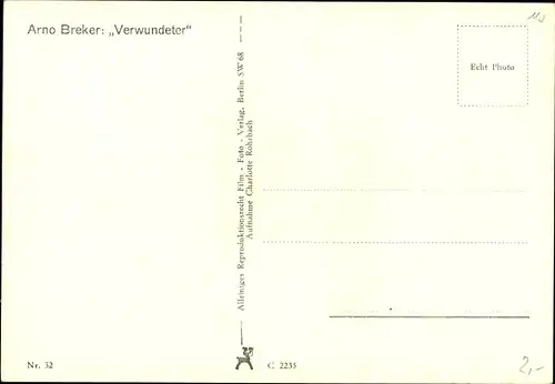 Ak Plastik von Arno Breker, Verwundeter, Männerakt