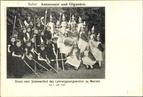 Ak Wurzen in Sachsen, Sommerfest des Lehrergesangvereins, Ballet, Amazonen und Giganten