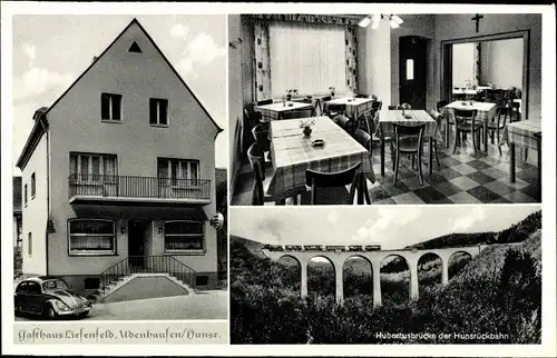 Ak Udenhausen Boppard am Rhein, Gasthaus Liesenfeld, Hubertusbrücke, Hunsrückbahn
