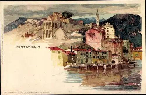 Künstler Litho Wielandt, Manuel, Ventimiglia Liguria, Stadtmotiv