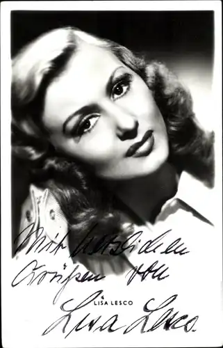 Ak Schauspielerin Lisa Lesco, Portrait, Autogramm