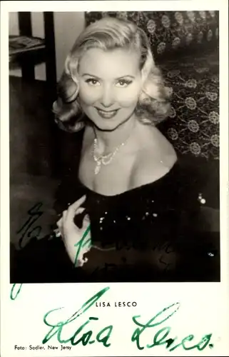 Ak Schauspielerin Lisa Lesco, Portrait, Autogramm