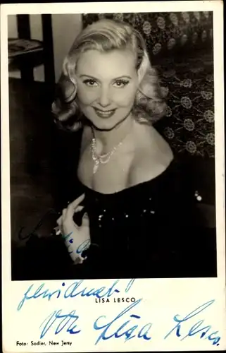 Ak Schauspielerin Lisa Lesco, Portrait, Autogramm