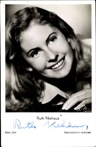 Ak Schauspielerin Ruth Niehaus, Portrait, Autogramm