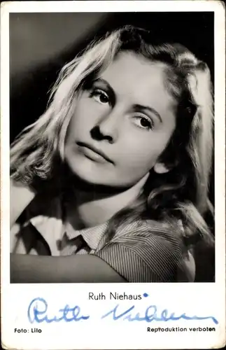 Ak Schauspielerin Ruth Niehaus, Portrait,Autogramm