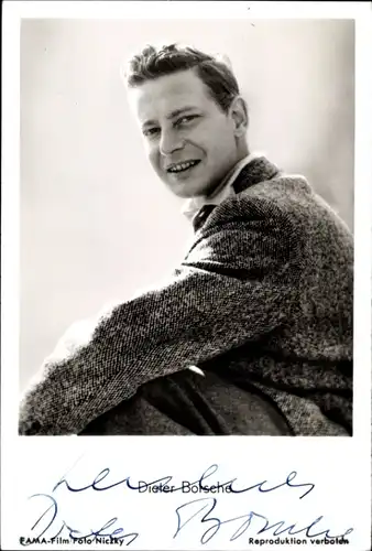 Ak Schauspieler Dieter Borsche, Portrait, Autogramm, Sakko, Kragen, Dr. Holl