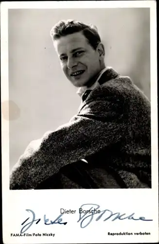 Ak Schauspieler Dieter Borsche, Portrait, Autogramm, Sakko, Kragen, Dr. Holl