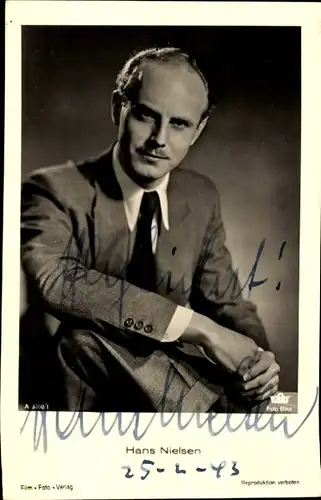 Ak Schauspieler Hans Nielsen, Portrait, Ross Verlag A 3360/1, Autogramm