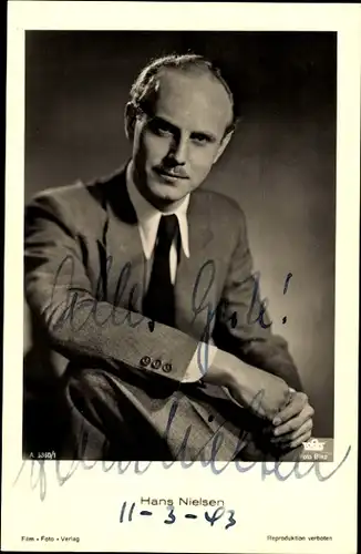 Ak Schauspieler Hans Nielsen, Portrait, Ross Verlag A 3360/1, Autogramm