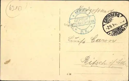 Ak Grünberg in Hessen, Bahnhofstraße, Renthof, Diebsturm