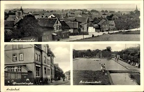 Ak Anderbeck Huy Sachsen Anhalt, Hauptstraße, Badeanstalt, Totalansicht