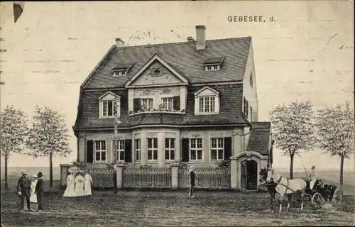 Ak Gebesee in Thüringen, Villa, Kutsche, Bewohner