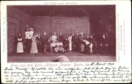 Ak Berlin Kreuzberg, Belle Alliance Theater, Szene Die Reise nach Amerika