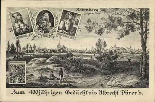 Ak Nürnberg, historische Ansicht, 400jähriges Gedächtnis Albrecht Dürers 1898, Selbstbildnisse