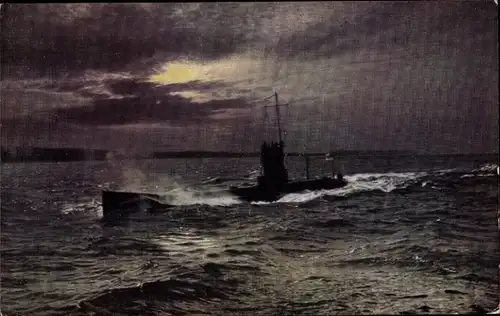 Ak Deutsches U-Boot in voller Fahrt, Kaiserliche Marine