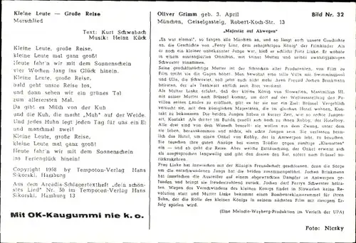 Sammelbild Schauspieler Oliver Grimm, Portrait, Adventskalender, Majestät auf Abwegen