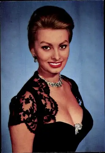 Sammelbild Schauspielerin Sophia Loren, Portrait, Die schwarze Orchidee