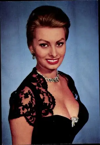 Sammelbild Schauspielerin Sophia Loren, Portrait, Die schwarze Orchidee