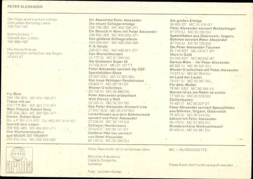 Ak Schauspieler, Peter Alexander, Portrait, Autogramm