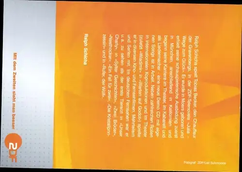 Ak Schauspieler Ralph Schicha, Portrait, Autogramm, ZDF