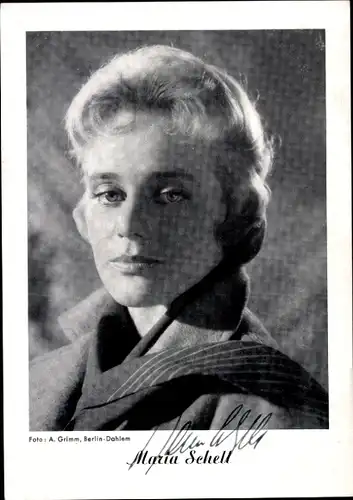 Ak Schauspielerin Maria Schell, Portrait, Autogramm