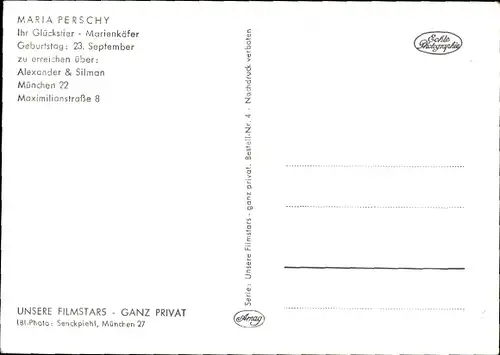Ak Schauspielerin Maria Perschy, Portrait, Autogramm, Auto
