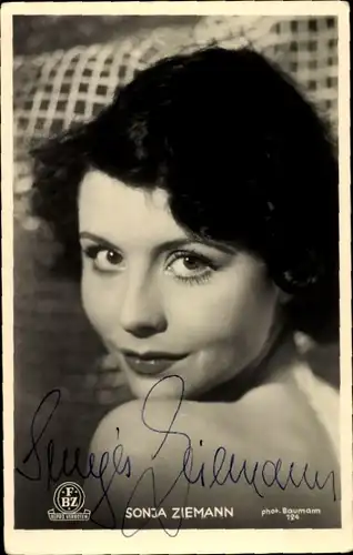 Ak Schauspielerin Sonja Ziemann, Portrait, Autogramm,  FBZ Verlag