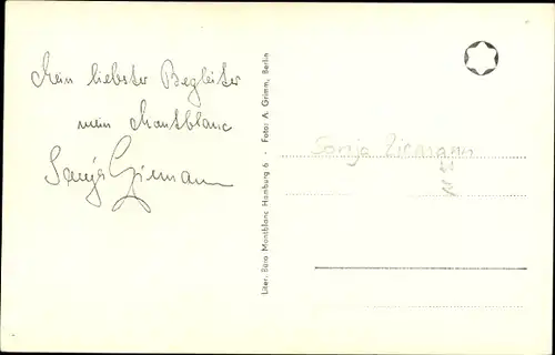 Ak Schauspielerin Sonja Ziemann, Portrait, Montblanc Füller, Autogramm