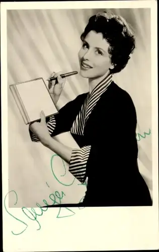 Ak Schauspielerin Sonja Ziemann, Portrait, Montblanc Füller, Autogramm