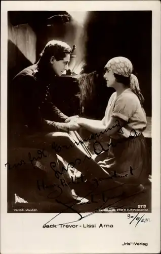 Ak Schauspieler Jack Trevor, Schauspielerin Lissi Arna, Portrait, Autogramm, Filmszene, Amag 5110