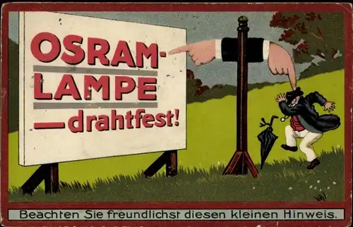 Ak Werbung, Osram-Lampe, drahtfest, Glühbirnen