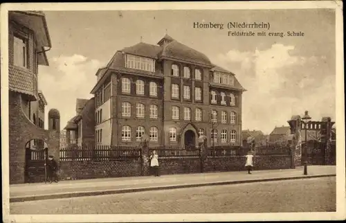 Ak Homberg am Rhein Duisburg, Feldstraße, Evangelische Schule