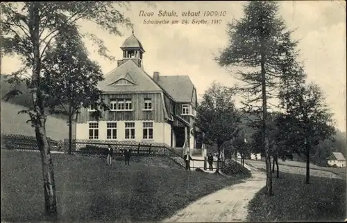 Ak Rehefeld Zaunhaus Altenberg im Erzgebirge, Neue Schule, erbaut 1909
