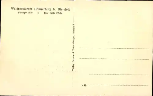Ak Bielefeld in Nordrhein Westfalen, Waldrestaurant Donnerburg