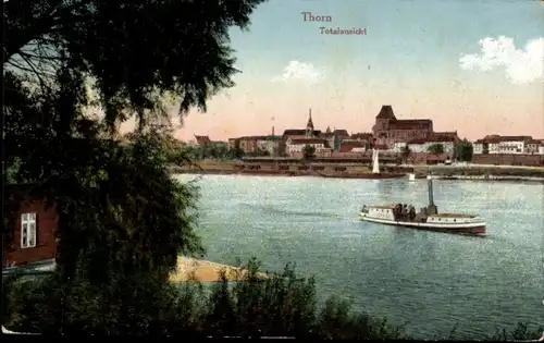 Ak Toruń Thorn Westpreußen, Totalansicht, Dampfer