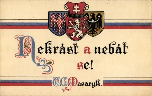 Wappen Ak Tomáš Garrigue Masaryk, Staatspräsident der Tschechoslowakei, Geschichte