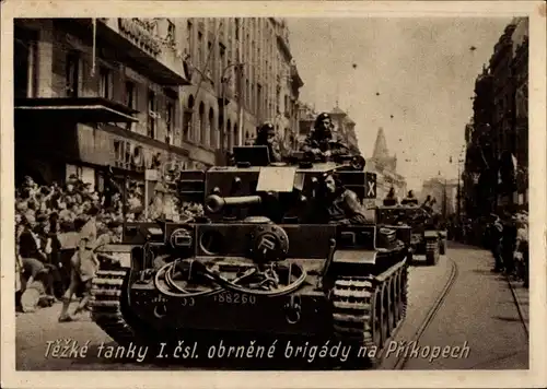 Ak Praha Prag Tschechien, Tschechisches Militär, Panzer, Soldaten