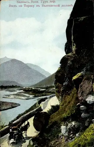 Ak Georgian, Der Kaukasus, Der Militärpfad, Blick auf den Fluss Terok