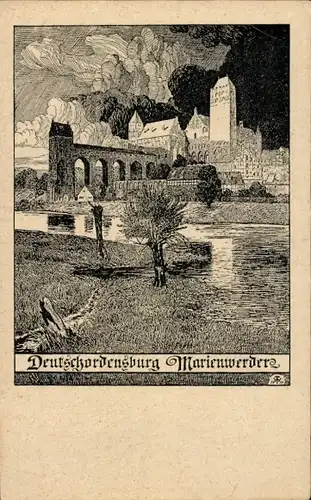 Künstler Ak Thiele, W., Kwidzyn Marienwerder Westpreußen, Deutschordensburg
