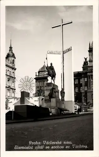 Ak Praha Prag Tschechien, Slavnosetni oltar se sochou sv. Vaclava