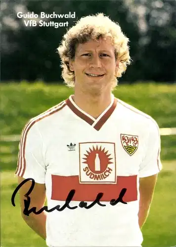Autogrammkarte Fußball, Guido Buchwald, VfB Stuttgart, Autogramm