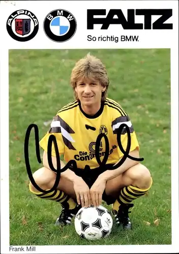 Autogrammkarte Fußball, Frank Mill, Borussia Dortmund, Autogramm