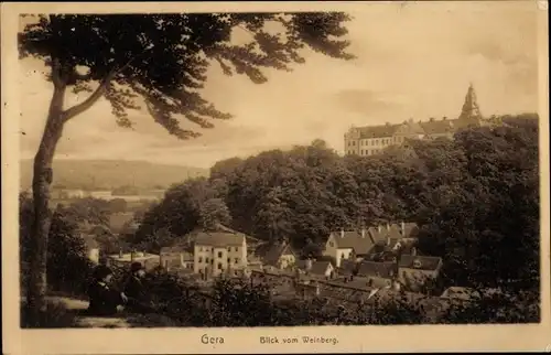 Ak Untermhaus Gera in Thüringen, Schloss Osterstein, Blick vom Weinberg