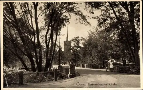 Ak Untermhaus Gera in Thüringen, Straßenpartie, Kirche