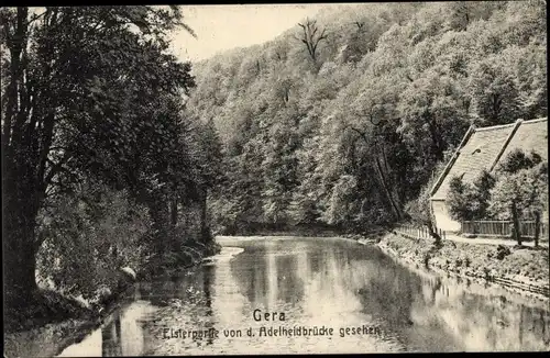 Ak Gera in Thüringen, Elsterpartie, Blick von der Adelheidbrücke