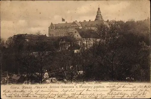 Ak Untermhaus Gera in Thüringen, Schloss Osterstein, Blick vom Weinberg