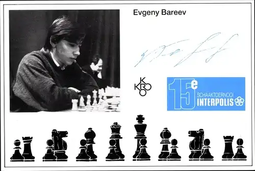 Ak Evgeny Bareev, Schachspieler, Spielfiguren, Autogramm