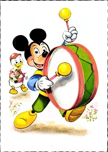 Ak Walt Disney, Mickey Mouse, Micky Maus mit Pauke