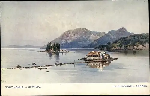 Künstler Ak Korfu Griechenland, Insel Odysseus
